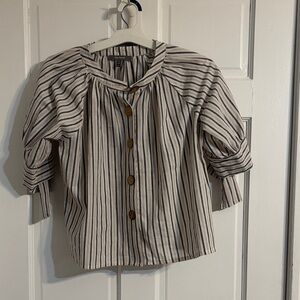 Striped Button Down Shirt - Black and White